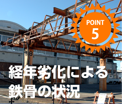 経年劣化による鉄骨の状況